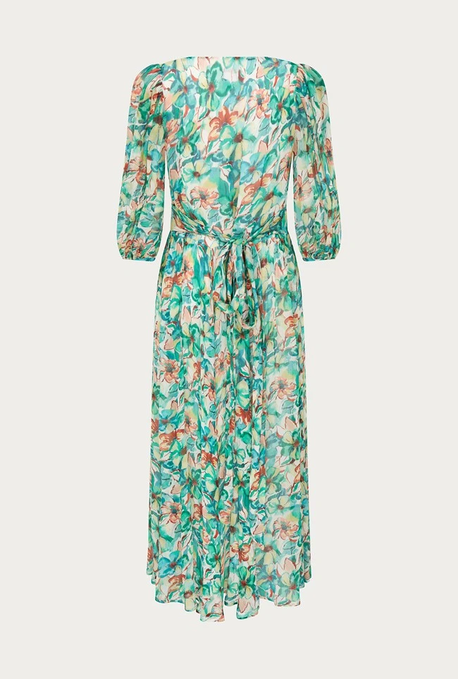 Margot Georgette Midi Dress Green Floral 6 Margot Georgette Midi Dress Green Floral - Image 6