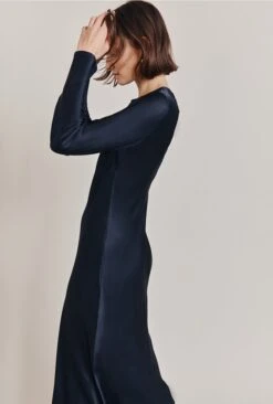 Mari Satin Midi Dress Navy 12 Mari Satin Midi Dress Navy -Top Sell Dress Sales Store D06G041 K10 28459 650px 964px