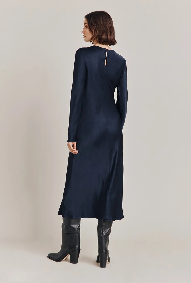 Mari Satin Midi Dress Navy 5 Mari Satin Midi Dress Navy - Image 5