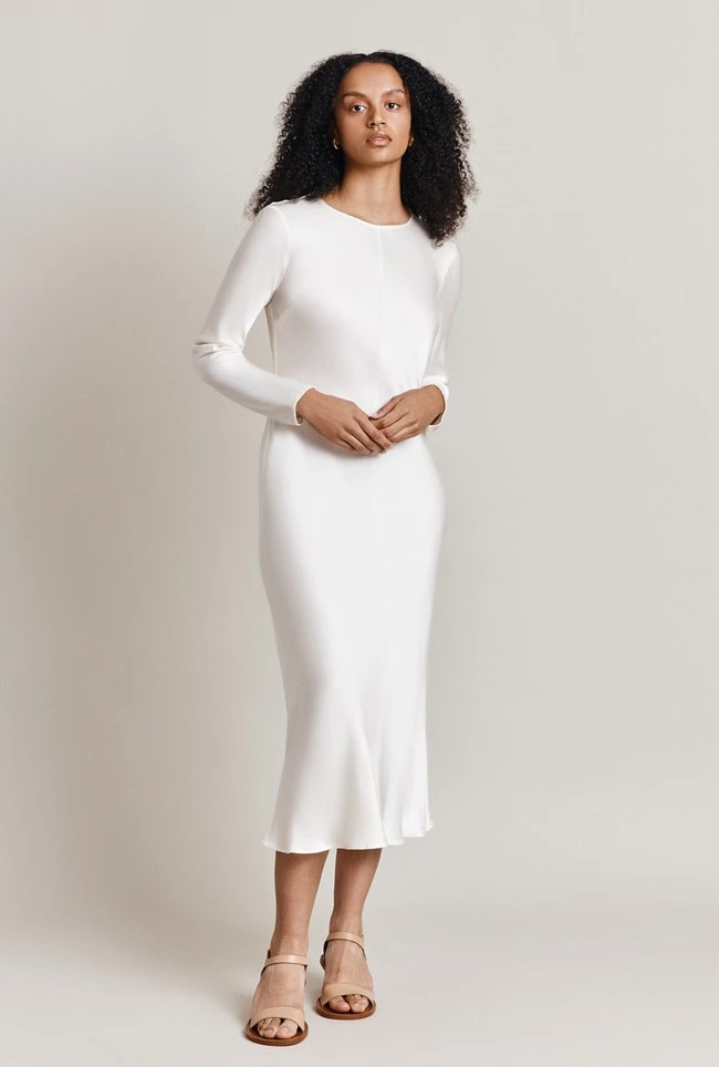 Mari Satin Midi Dress Ivory 5 Mari Satin Midi Dress Ivory - Image 5
