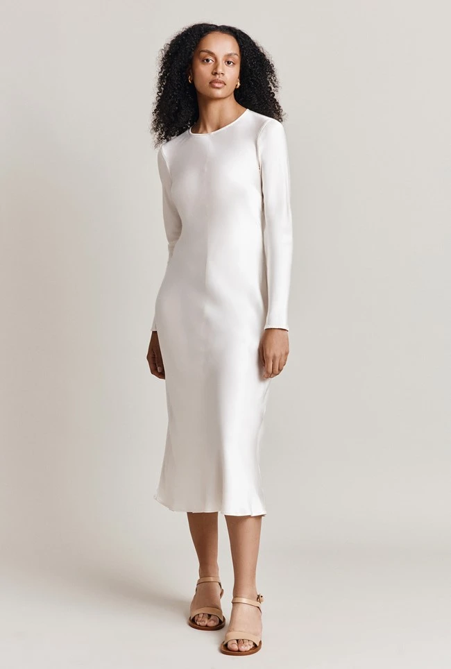 Mari Satin Midi Dress Ivory 7 Mari Satin Midi Dress Ivory - Image 7