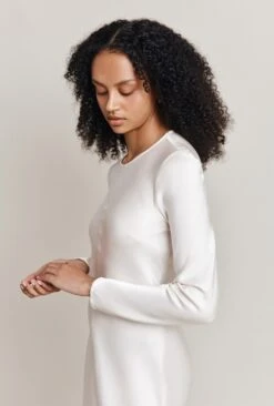 Mari Satin Midi Dress Ivory 16 Mari Satin Midi Dress Ivory -Top Sell Dress Sales Store D06G041 M12 27997 650px 964px