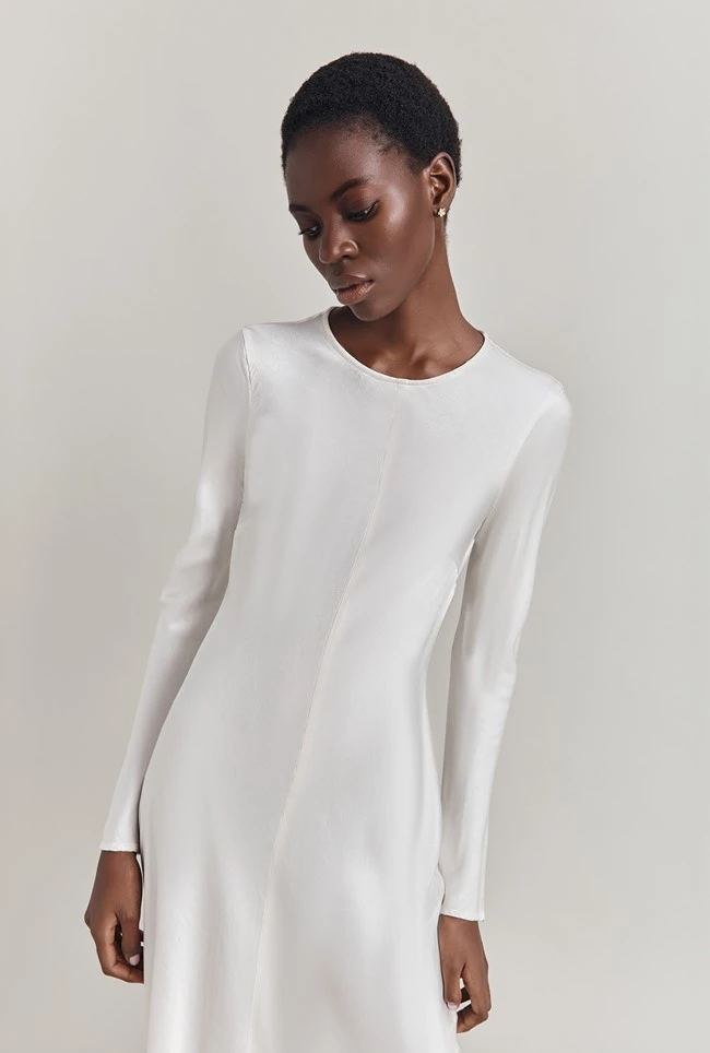 Mari Satin Midi Dress Ivory 2 Mari Satin Midi Dress Ivory - Image 2