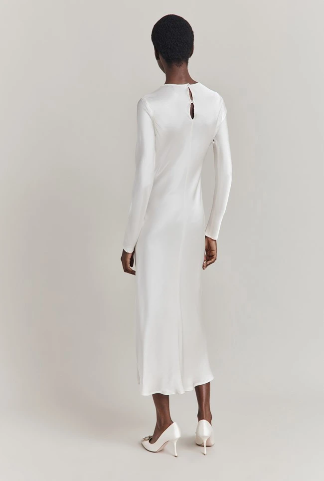Mari Satin Midi Dress Ivory 3 Mari Satin Midi Dress Ivory - Image 3