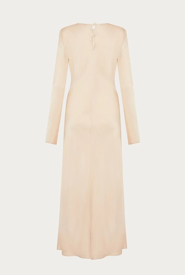 Mari Satin Midi Dress Stone 5 Mari Satin Midi Dress Stone - Image 5