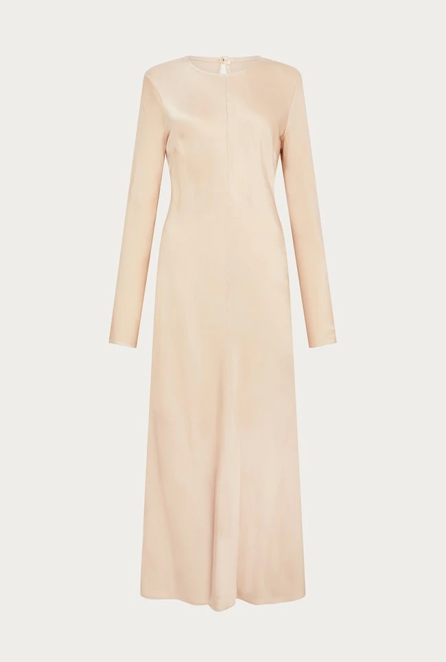 Mari Satin Midi Dress Stone 4 Mari Satin Midi Dress Stone - Image 4