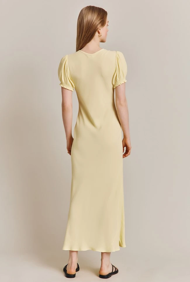 Poet Crepe Midi Dress Yellow 4 Poet Crepe Midi Dress Yellow - Image 4