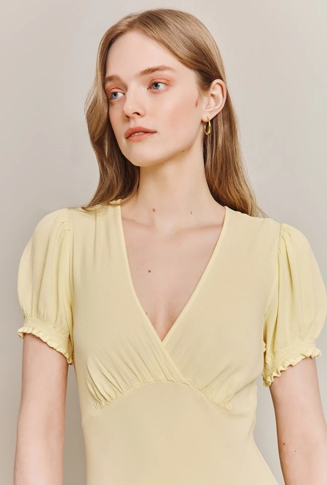 Poet Crepe Midi Dress Yellow 1 Poet Crepe Midi Dress Yellow