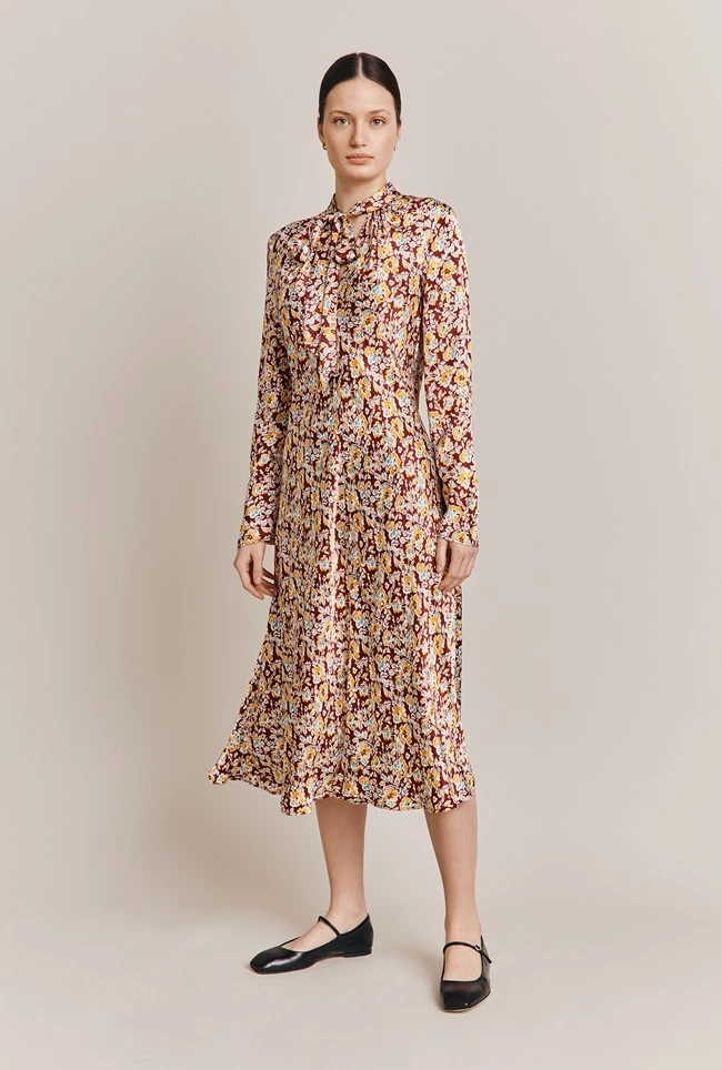 Ayla Satin Midi Dress Sandy Floral 3 Ayla Satin Midi Dress Sandy Floral - Image 3