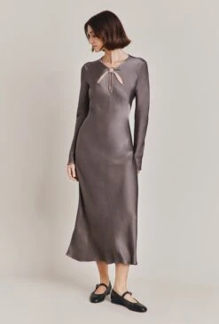 Freya Satin Midi Dress Grey -Top Sell Dress Sales Store D06G048 B03 28773 650px 964px
