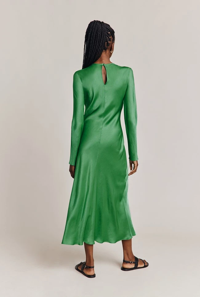 Freya Satin Midi Dress Grass 2 Freya Satin Midi Dress Grass - Image 2