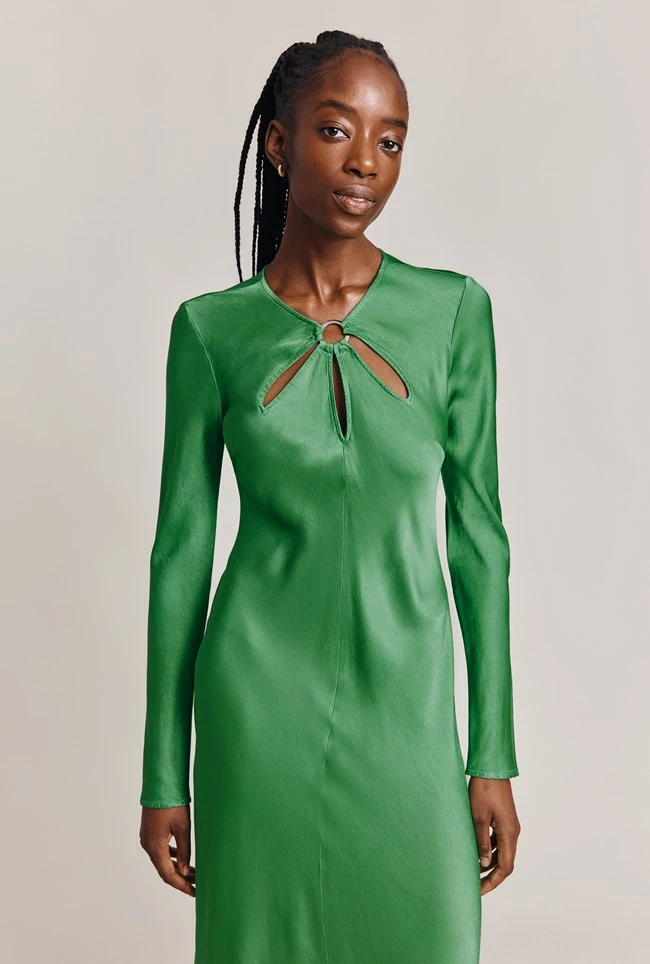 Freya Satin Midi Dress Grass 4 Freya Satin Midi Dress Grass - Image 4