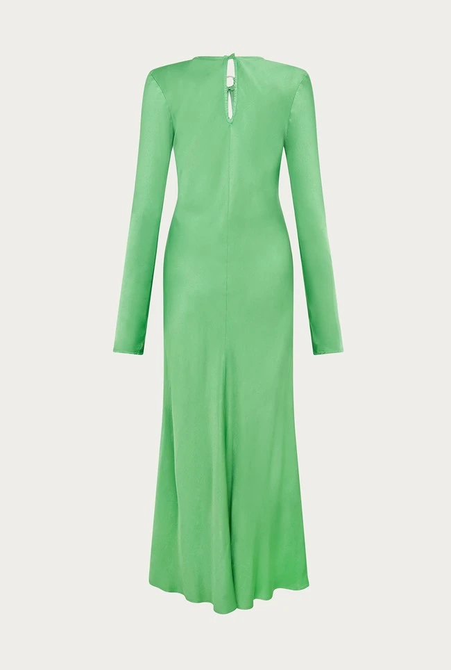 Freya Satin Midi Dress Grass 6 Freya Satin Midi Dress Grass - Image 6