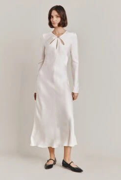 Freya Satin Midi Dress Ivory -Top Sell Dress Sales Store D06G048 M12 28468 650px 964px