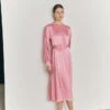 Delia Midi Satin Dress Pink