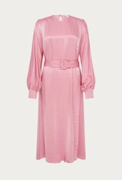 Delia Midi Satin Dress Pink -Top Sell Dress Sales Store D06G049 H44 27188 650px 964px