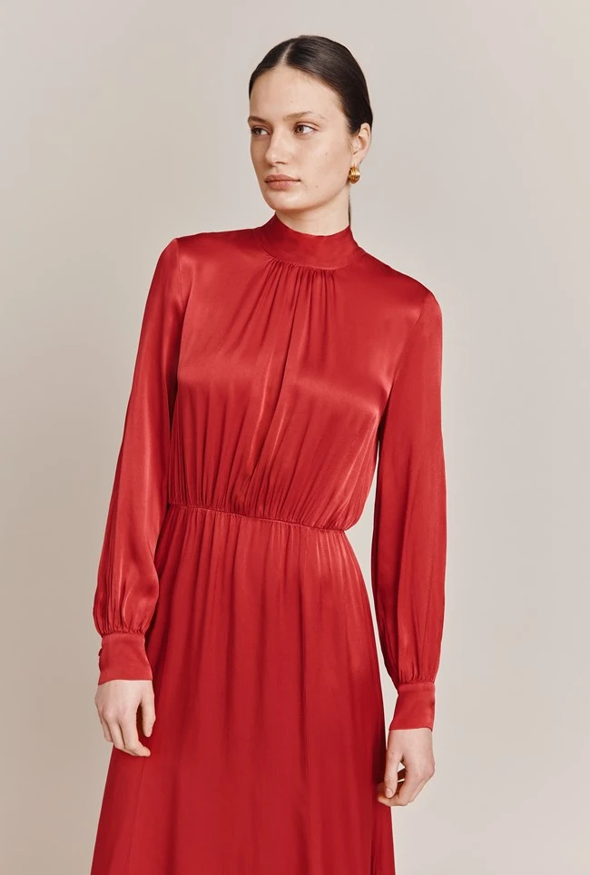 Miley Satin Midi Dress Carmine 3 Miley Satin Midi Dress Carmine - Image 3