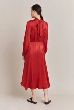 Miley Satin Midi Dress Carmine 9 Miley Satin Midi Dress Carmine -Top Sell Dress Sales Store D06G051A G28 27280 650px 964px