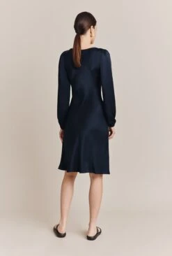 Josephine Satin Knee Length Dress Navy 7 Josephine Satin Knee Length Dress Navy -Top Sell Dress Sales Store D06G057 K10 27520 650px 964px