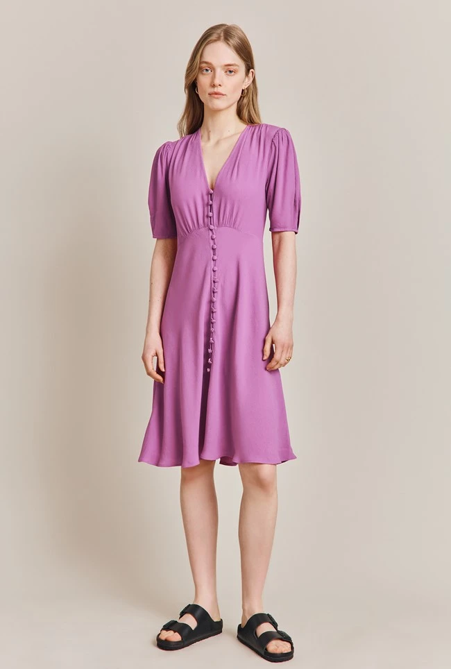 Mia Crepe Knee Length Dress Mauve 2 Mia Crepe Knee Length Dress Mauve - Image 2