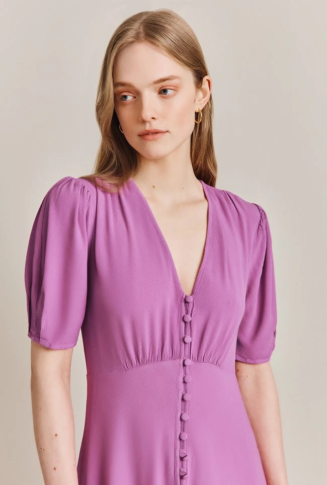 Mia Crepe Knee Length Dress Mauve 1 Mia Crepe Knee Length Dress Mauve