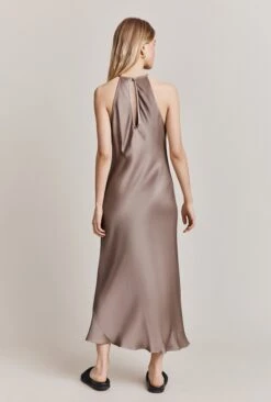 Elsie Satin Midi Dress Mushroom -Top Sell Dress Sales Store D06G064 D12 27734 650px 964px