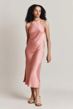 Elsie Satin Midi Dress Dusty Blush -Top Sell Dress Sales Store D06G064 H86 27973 650px 964px