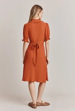 Lili Crepe Knee Length Dress Burnt Orange 8 Lili Crepe Knee Length Dress Burnt Orange -Top Sell Dress Sales Store D06G066 F16 27931 650px 964px