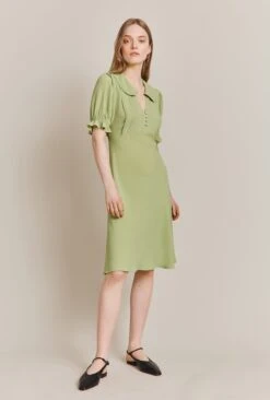 Lili Crepe Knee Length Dress Leaf -Top Sell Dress Sales Store D06G066 J22 27904 650px 964px