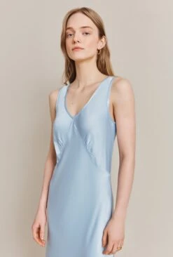 Summer Satin Midi Dress Chambray Blue 7 Summer Satin Midi Dress Chambray Blue -Top Sell Dress Sales Store D06G078 K26 27713 650px 964px