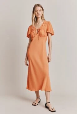 Laura Crepe Midi Dress Orange -Top Sell Dress Sales Store D06G085 F23 27815 650px 964px
