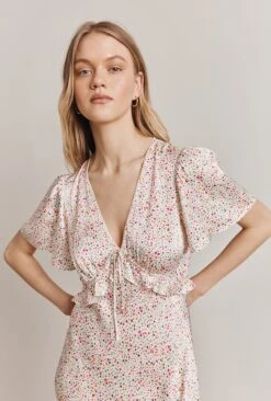 Bibi Satin Midi Dress Cream Bubble