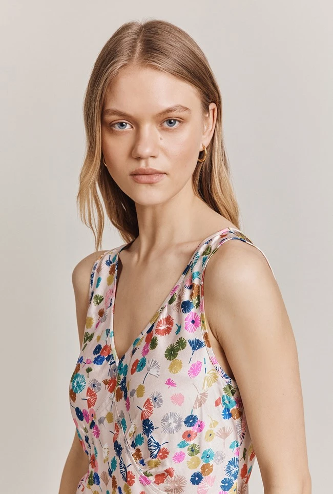 Summer Umbrella Petals Satin Midi Dress Pink Umbrella Petals 1 Summer Umbrella Petals Satin Midi Dress Pink Umbrella Petals