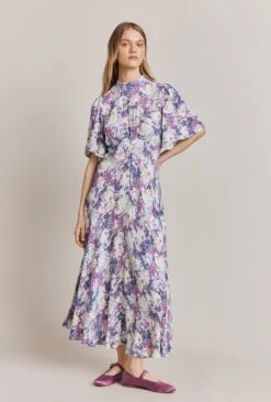 Penny Crepe Midi Dress Blue Dotty Clouds -Top Sell Dress Sales Store D06G103 Z63 28240 650px 964px