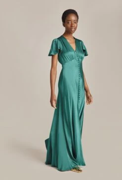 Delphine Satin Maxi Dress Emerald Green 8 Delphine Satin Maxi Dress Emerald Green -Top Sell Dress Sales Store D07G022 J35 28471 650px 964px