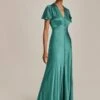 Delphine Satin Maxi Dress Emerald Green