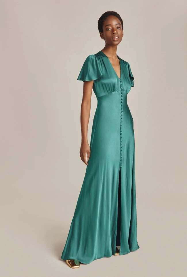 Delphine Satin Maxi Dress Emerald Green 1 Delphine Satin Maxi Dress Emerald Green