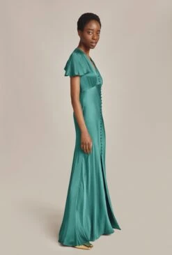 Delphine Satin Maxi Dress Emerald Green 9 Delphine Satin Maxi Dress Emerald Green -Top Sell Dress Sales Store D07G022 J35 28473 650px 964px