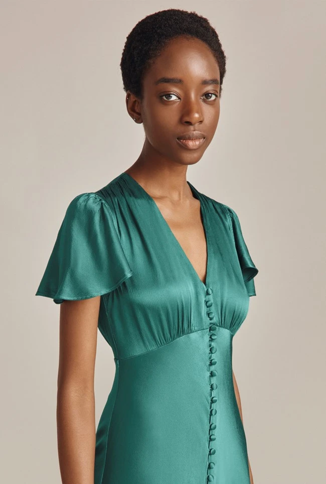 Delphine Satin Maxi Dress Emerald Green 2 Delphine Satin Maxi Dress Emerald Green - Image 2