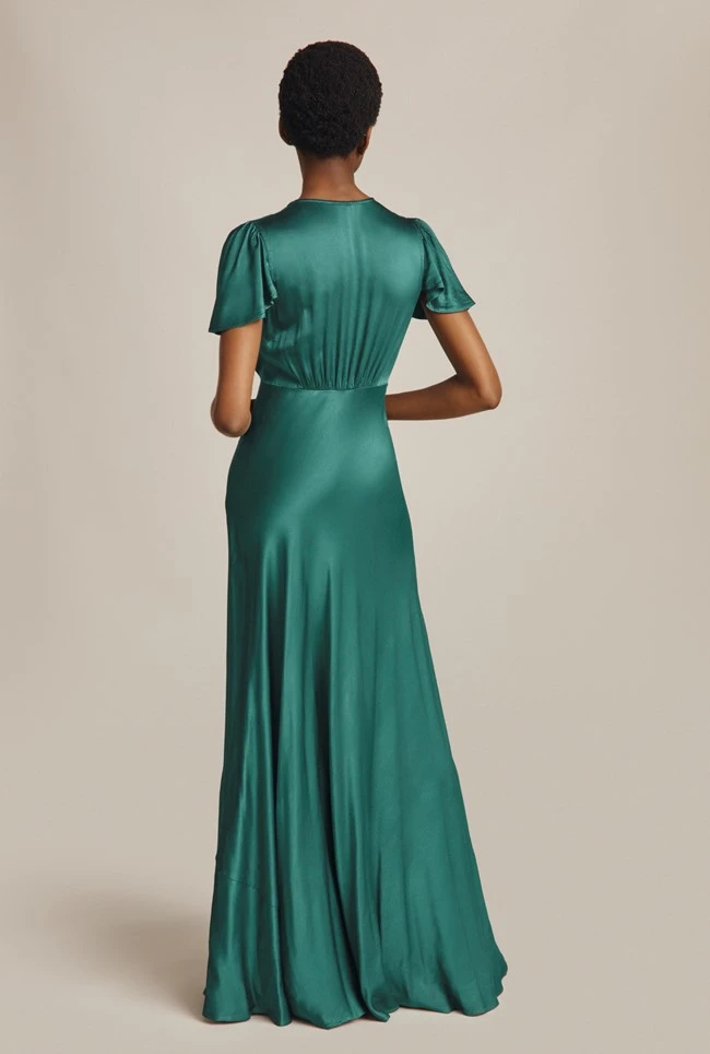 Delphine Satin Maxi Dress Emerald Green 3 Delphine Satin Maxi Dress Emerald Green - Image 3