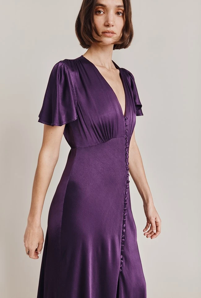 Delphine Satin Maxi Dress Blackberry 2 Delphine Satin Maxi Dress Blackberry - Image 2