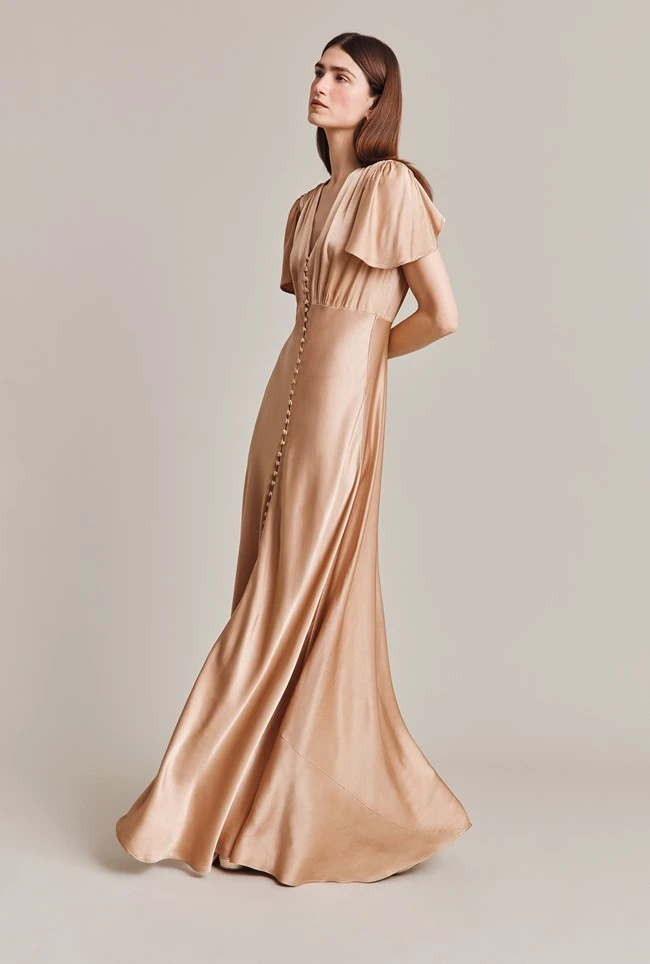Delphine Satin Maxi Dress Dark Nude 1 Delphine Satin Maxi Dress Dark Nude