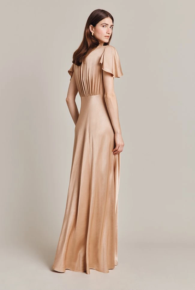 Delphine Satin Maxi Dress Dark Nude 5 Delphine Satin Maxi Dress Dark Nude - Image 5