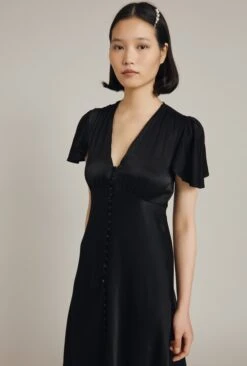 Grace Satin Midi Dress Black -Top Sell Dress Sales Store D07G023 A01 29038 650px 964px