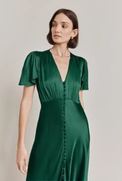 Grace Satin Midi Dress Dark Green -Top Sell Dress Sales Store D07G023 J13 28681 650px 964px