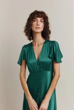 Grace Satin Midi Dress Dark Green -Top Sell Dress Sales Store D07G023 J13 29560 650px 964px