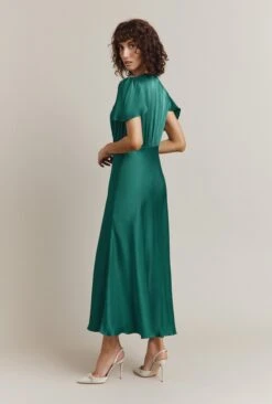 Grace Satin Midi Dress Dark Green -Top Sell Dress Sales Store D07G023 J13 29563 650px 964px