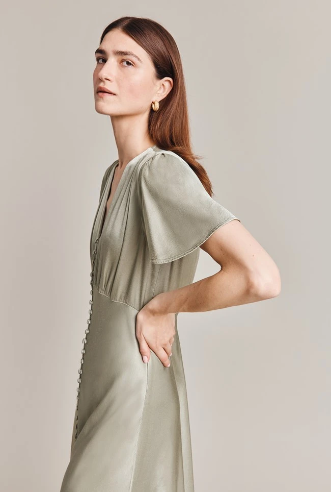 Grace Satin Midi Dress Seagrass 2 Grace Satin Midi Dress Seagrass - Image 2