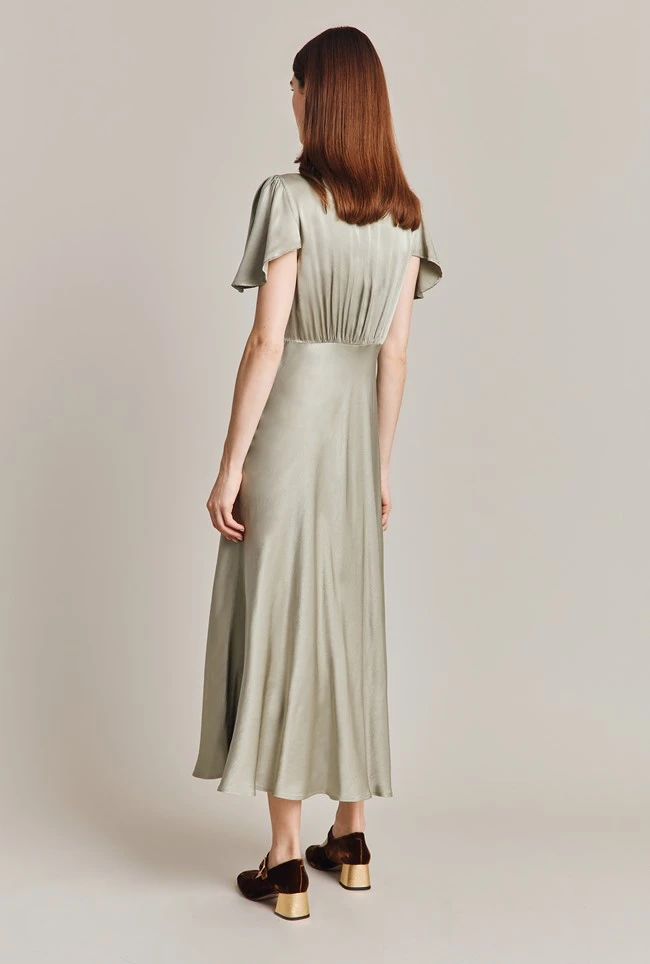 Grace Satin Midi Dress Seagrass 6 Grace Satin Midi Dress Seagrass - Image 6