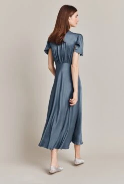 Grace Satin Midi Dress Blue Mirage -Top Sell Dress Sales Store D07G023 K60 28697 650px 964px